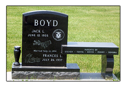 Picture of Memorial Bench for Iowa Cemetery Designed by the Iowa Memorial Granite Company for the Boyd Family.
